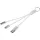 Metal 4-in-1 recycled aluminium charging cable with keyring, silver – price includes logo printing