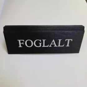   Reserved table sign, black textured faux leather, white print, small