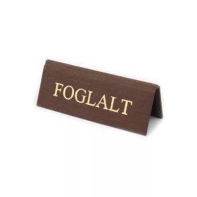   Reserved table sign, brown textile leather, gold print, small