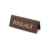 Reserved table sign, brown textile leather, gold print, small