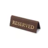 Reserved table sign, brown textile leather, gold print, small