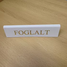 Reserved table sign, white, gold print, large