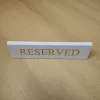 Reserved table sign, white, gold print, large
