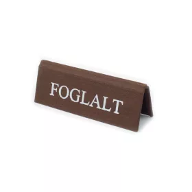   Reserved table sign, brown textile leather, white print, small