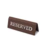 Reserved table sign, brown textile leather, white print, small