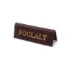Reserved table sign, dark brown faux leather, gold print, small