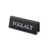 Reserved table sign, black faux leather, white print, small