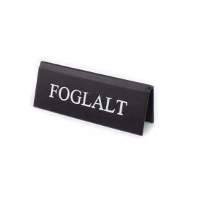Reserved table sign, black faux leather, white print, small