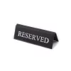 Reserved table sign, black faux leather, white print, small