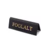 Reserved table sign, black faux leather, gold print, small