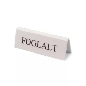 Reserved table sign, white, brown print, small
