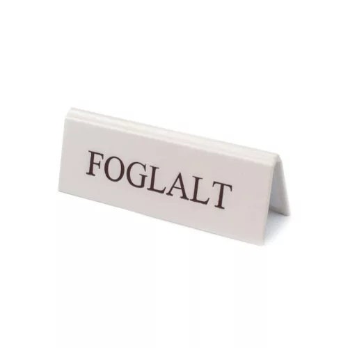 Reserved table sign, white, brown print, small