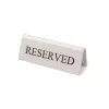 Reserved table sign, white, brown print, small