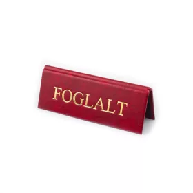 Reserved table sign, burgundy grained, gold print, small