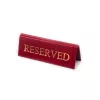 Reserved table sign, burgundy grained, gold print, small