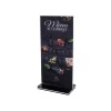 Acrylic sign holder with black base, 10 × 20 cm, portrait