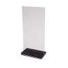 Acrylic sign holder with black base, 10 × 20 cm, portrait