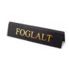Reserved table sign, black faux leather, gold print, large