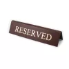 Reserved table sign, dark brown faux leather, gold print, large
