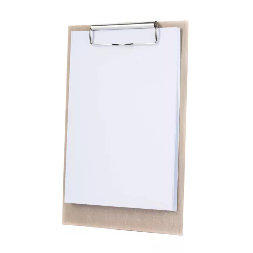 Clipboard menu holder, beige faux leather, A5