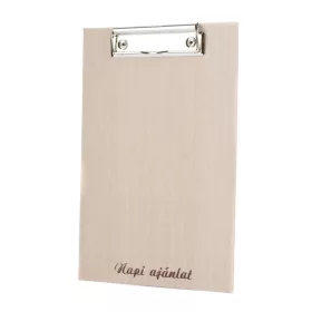   Clipboard menu holder, beige faux leather, “Daily special” print, A5