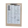Clipboard menu holder, beige textile leather, A4