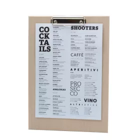 Clipboard menu holder, beige textile leather, A4