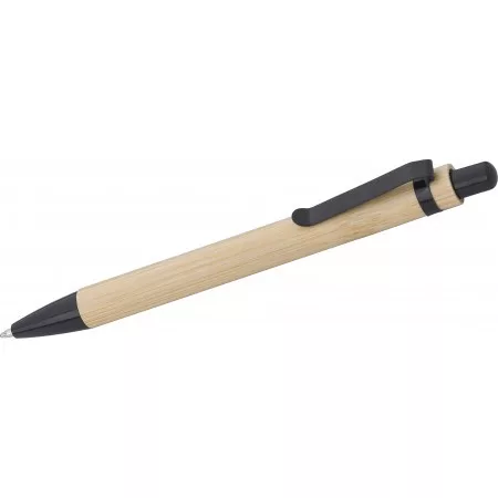 Bamboo ballpoint pen, black – price includes logo printing as well