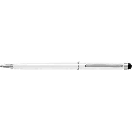Aluminium ballpoint pen with stylus, white – price includes logo printing