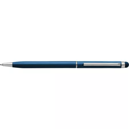 Aluminium ballpoint pen with stylus, blue – price includes logo printing