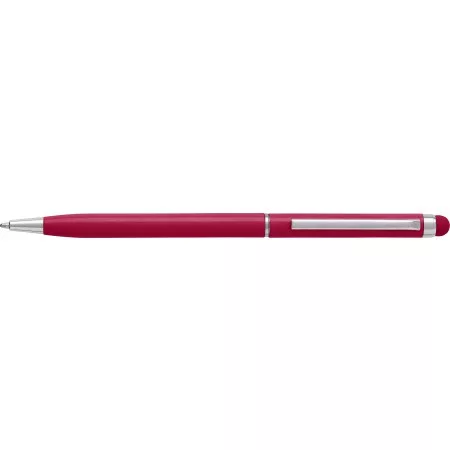 Aluminium ballpoint pen with stylus, red – price includes logo printing