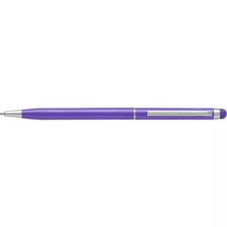 Aluminium ballpoint pen with stylus, purple – price includes logo printing