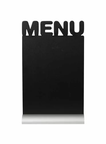 Securit chalkboard with MENU silhouette and aluminium base