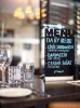 Securit chalkboard with MENU silhouette and aluminium base