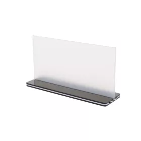 Acrylic sign holder with black base, 20 × 10 cm, landscape