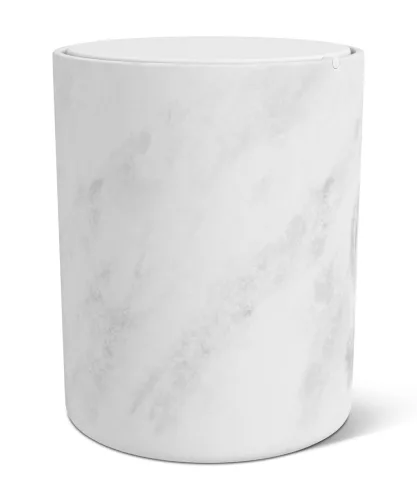 Sano bathroom waste bin with swing lid – white marble effect