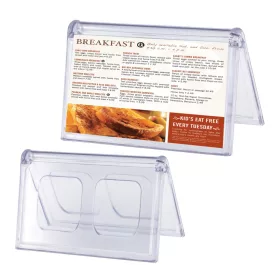 Tent-shaped acrylic table display, 120 × 70 mm