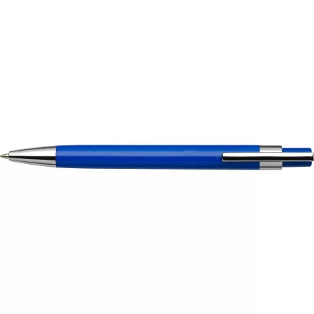 Ballpoint pen with metal clip, blue – price includes logo printing