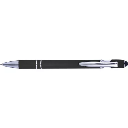 Ballpoint pen with rubber coating, black – price includes logo printing