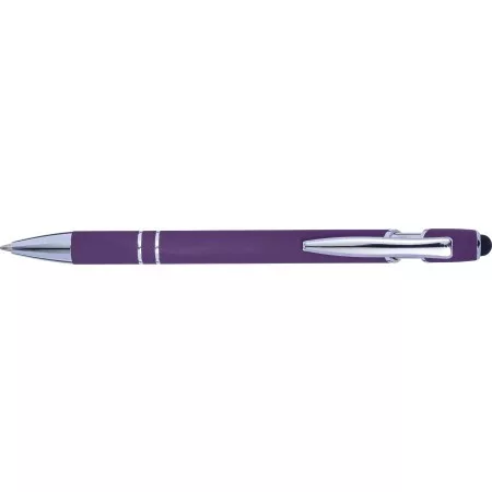Ballpoint pen with rubber coating, purple – price includes logo printing