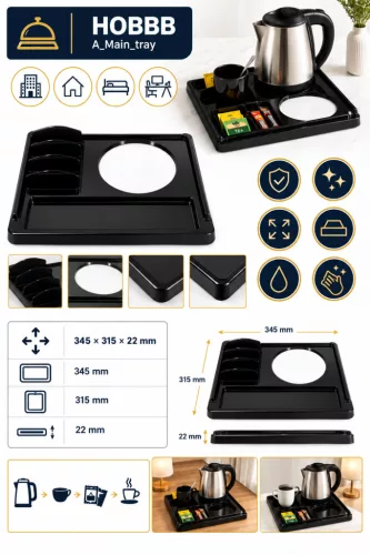HOBBB Hørsholm melamine guest tray, black