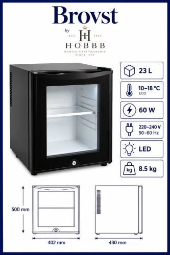 HOBBB Brovst minibar fridge, 23 l