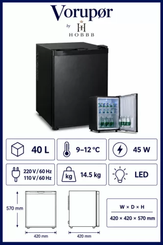 HOBBB Vorupør minibar fridge, 40 l