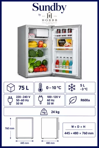 HOBBB Sundby minibar fridge, 75 l