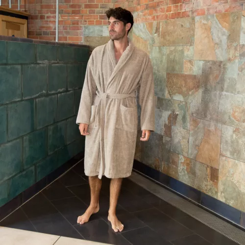 Comfortable premium quality terry bathrobe Brown XL, 400 g
