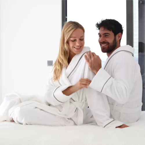 Elegance Luxury Velour Robe Without Hood White XL, 400 g
