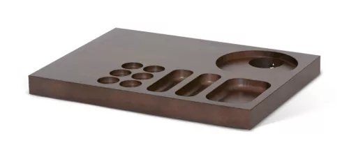 Xanthic welcome tray with coffee and tea holder, wood – mahogany, black