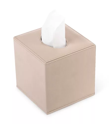 Manam tissue box holder square, fabric – natural, classic, black