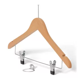 Graham I wooden hanger with clips – natural, black, walnut