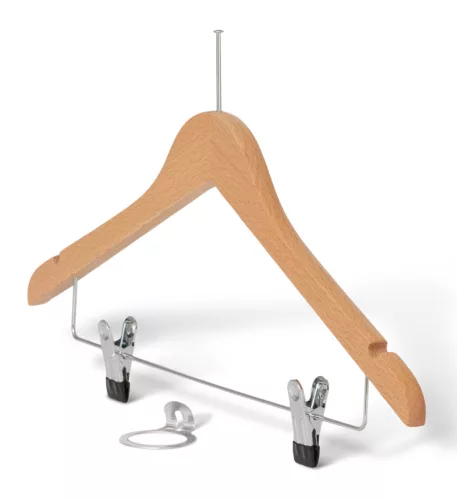 Graham I wooden hanger with clips – natural, black, walnut